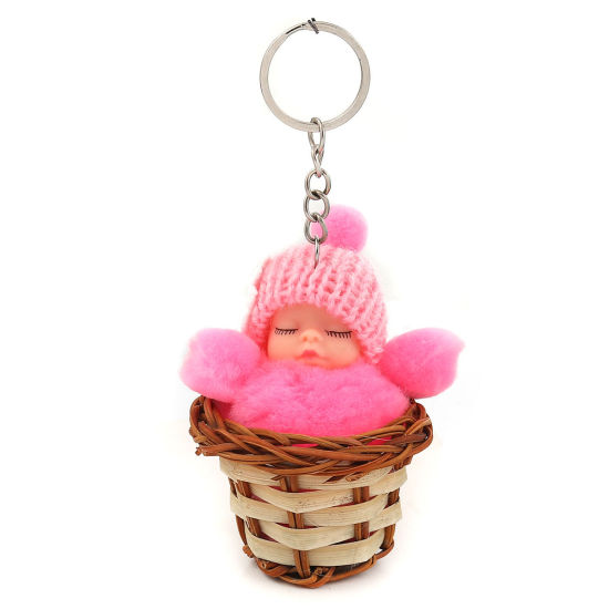 Picture of Plush Keychain & Keyring Doll Brown Pink 13cm x 6.5cm, 1 Piece