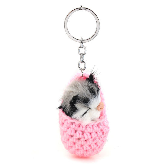 Picture of Plush Keychain & Keyring Cat Animal Pink Gray Shoes 15.5cm x6cm - 13.5cm x4.5cm, 1 Piece