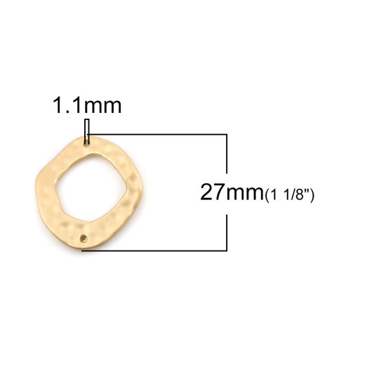 Immagine di Lega di Zinco Connettore Accessori Irregolare Oro Opaco Rombo Disegno 27mm x 25mm, 10 Pz