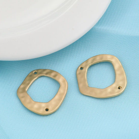 Immagine di Lega di Zinco Connettore Accessori Irregolare Oro Opaco Rombo Disegno 27mm x 25mm, 10 Pz
