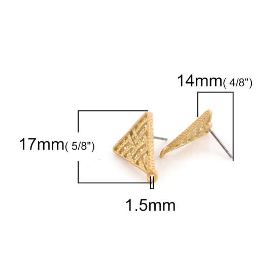 Imagen de Zamak Pendientes Ronda Oro Mate W/ Lazo 18mm x 15mm, Post/ Wire: (21 gauge), 10 Unidades