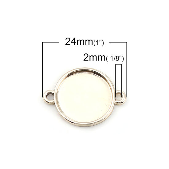 Picture of Zinc Based Alloy Cabochon Settings Connectors Findings Round Light Golden Cabochon Settings (Fits 16mm Dia.) 24mm x 18mm, 10 PCs