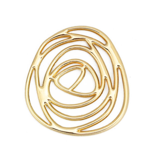 Picture of Zinc Based Alloy Connectors Rose Flower Gold Plated 32mm x 30mm, 10 PCs