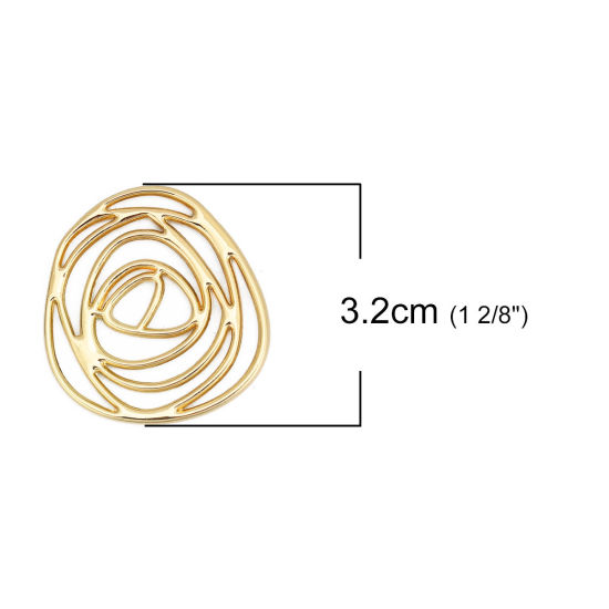 Picture of Zinc Based Alloy Connectors Rose Flower Gold Plated 32mm x 30mm, 10 PCs