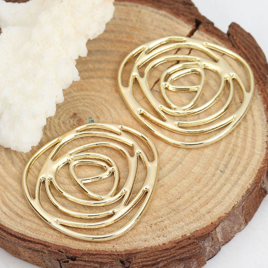 Picture of Zinc Based Alloy Connectors Rose Flower Gold Plated 32mm x 30mm, 10 PCs