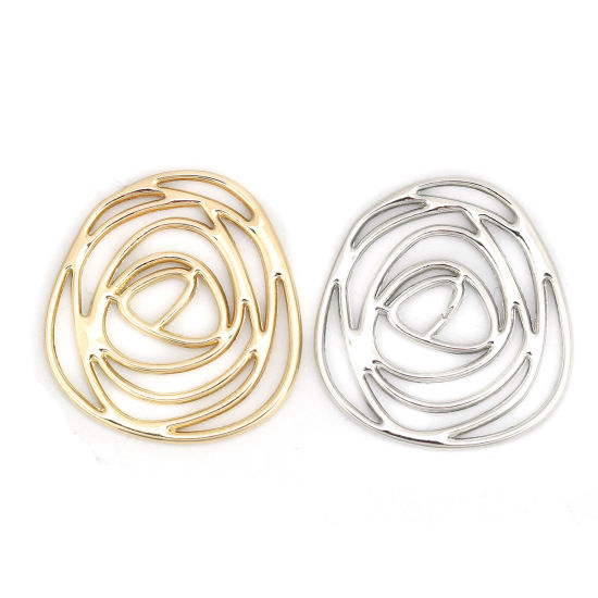 Picture of Zinc Based Alloy Connectors Rose Flower Gold Plated 32mm x 30mm, 10 PCs