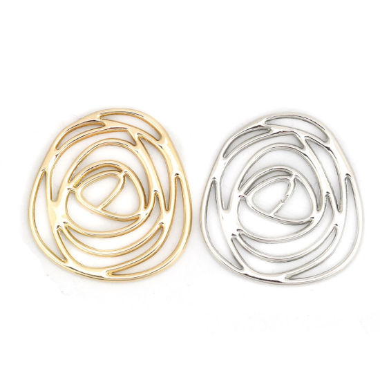 Picture of Zinc Based Alloy Connectors Rose Flower Gold Plated 32mm x 30mm, 10 PCs