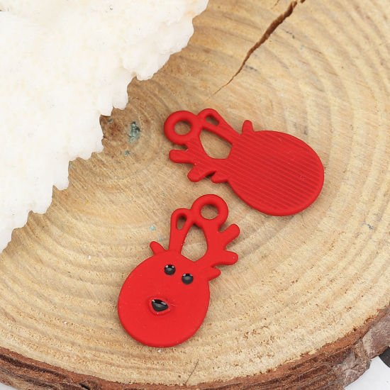 Imagen de Zamak Colgantes Charms Reno Navidad Rojo 22mm x 11mm, 10 Unidades