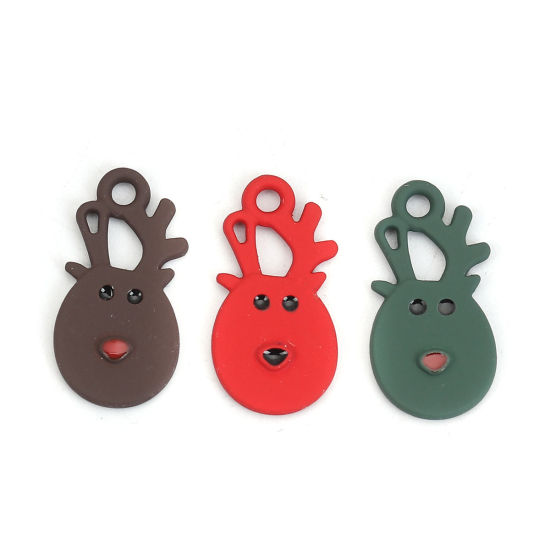 Imagen de Zamak Colgantes Charms Reno Navidad Rojo 22mm x 11mm, 10 Unidades