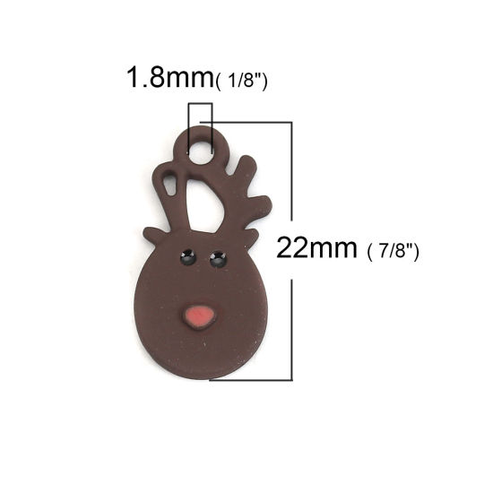 Imagen de Zamak Colgantes Charms Reno Navidad Café 22mm x 11mm, 10 Unidades