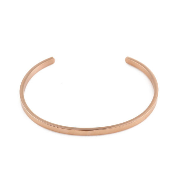 Picture of 316 Stainless Steel Blank Stamping Tags Open Cuff Bangles Bracelets Round Gold Plated One-sided Polishing 15.5cm(6 1/8") long, 1 Piece