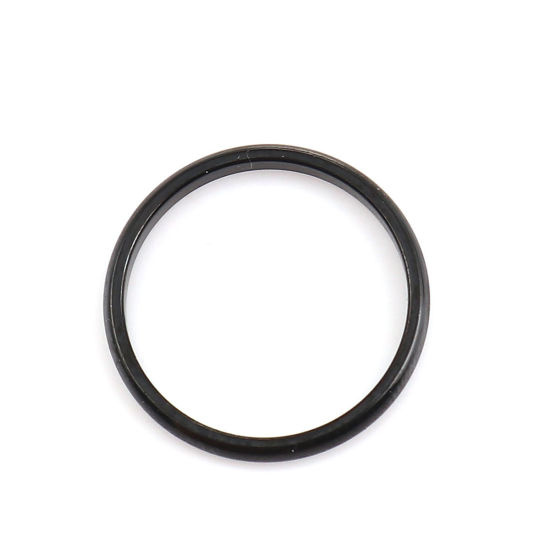 Picture of 316 Stainless Steel Unadjustable Rings Black Round 15.7mm( 5/8")(US Size 5), 5 PCs
