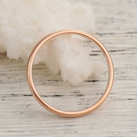 Picture of 316 Stainless Steel Unadjustable Rings 18K Rose Gold Color Round 19.1mm(US Size 9.25), 5 PCs