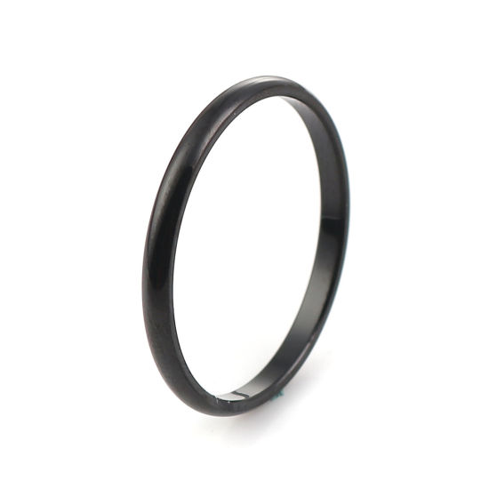 Picture of 316 Stainless Steel Unadjustable Rings Black Round 19.9mm( 6/8")(US Size 10), 5 PCs