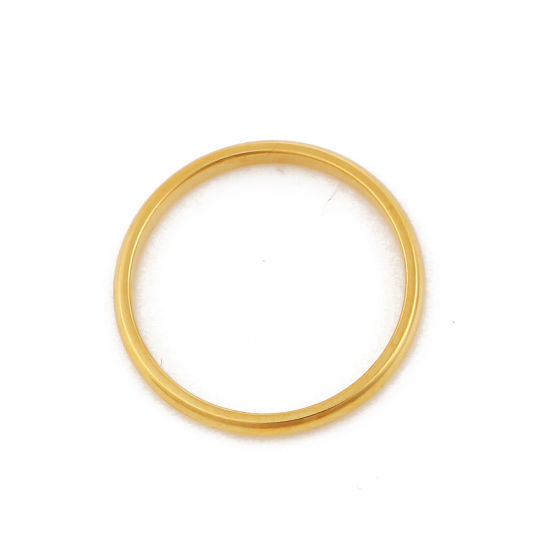 Picture of 316 Stainless Steel Unadjustable Rings Gold Plated Round 17.5mm( 6/8")(US size 7.25), 5 PCs