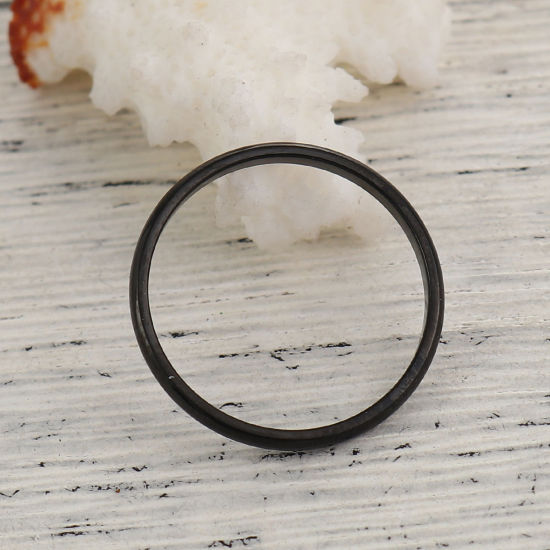 Picture of 316 Stainless Steel Unadjustable Rings Black Round 19.1mm( 6/8")(US Size 9.25), 5 PCs