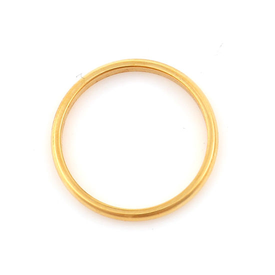 Picture of 316 Stainless Steel Unadjustable Rings Gold Plated Round 16.5mm( 5/8")(US Size 6), 5 PCs