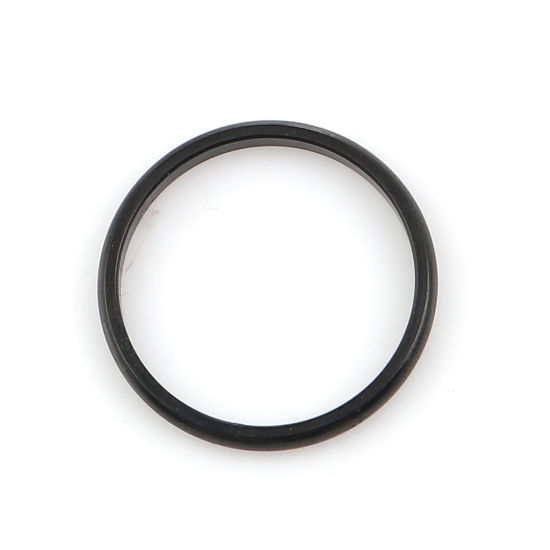 Picture of 316 Stainless Steel Unadjustable Rings Black Round 16.5mm( 5/8")(US Size 6), 5 PCs
