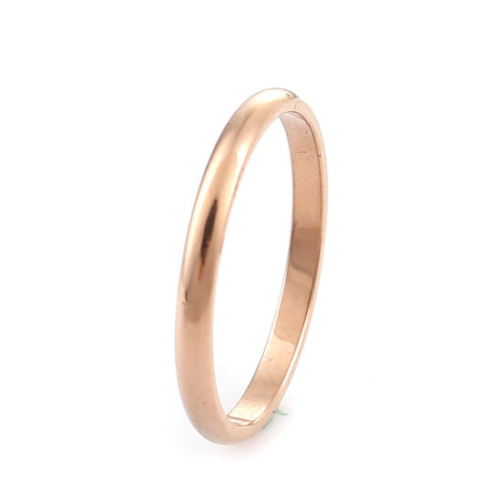 Picture of 316 Stainless Steel Unadjustable Rings 18K Rose Gold Color Round 17.5mm(US size 7.25), 5 PCs