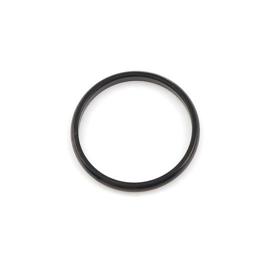 Picture of 316 Stainless Steel Unadjustable Rings Black Round 17.5mm( 6/8")(US size 7.25), 5 PCs