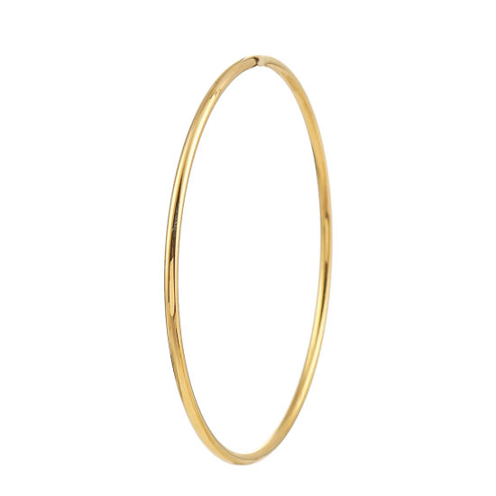 Picture of Stainless Steel Bangles Bracelets Gold Plated Round 18.5cm(7 2/8") long, 1 Piece