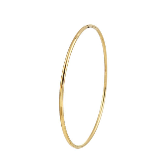 Picture of Stainless Steel Bangles Bracelets Gold Plated Round 20.5cm(8 1/8") long, 1 Piece