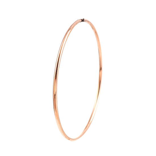 Picture of Stainless Steel Bangles Bracelets 18K Rose Gold Color Round 20.5cm(8 1/8") long, 1 Piece