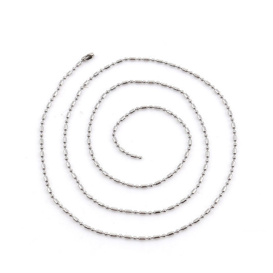 Bild von 304 Edelstahl Bambus-Kette Halskette Silberfarbe 59cm lang, Kettengröße: 1.5mm, 5 Strange