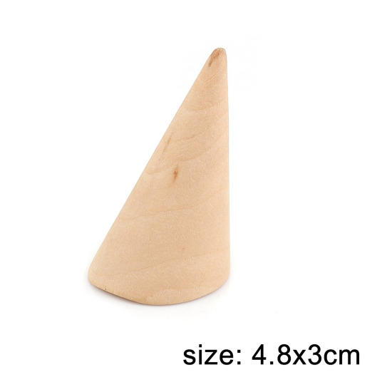 Picture of Pine Wood Jewelry Ring Displays Cone Natural 48mm x 30mm , 1 Piece