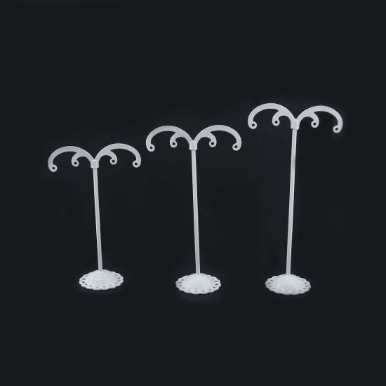 Picture of Iron Based Alloy Jewelry Earrings Displays Umbrella White 13.5cm x7cm(5 3/8" x2 6/8") - 10.5cm x7cm(4 1/8" x2 6/8"), 1 Set(3 PCs/Set)