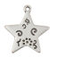 Picture of Zinc Based Alloy Charms Pentagram Star Antique Silver Color 25mm(1") x 23mm( 7/8"), 20 PCs