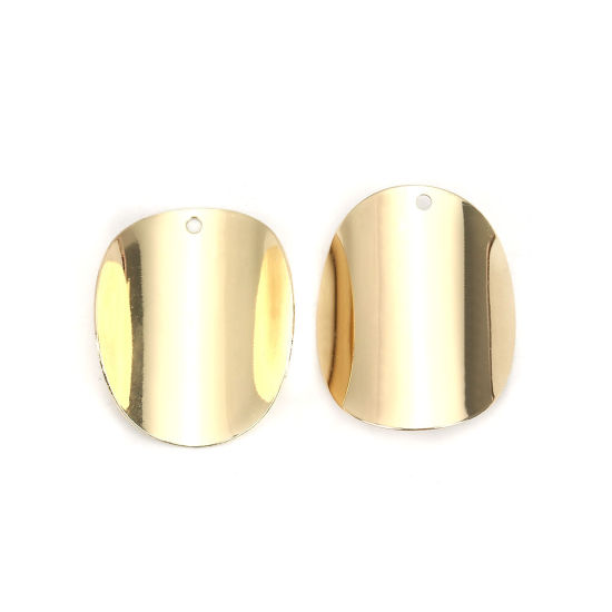 Picture of Zinc Based Alloy Charms Curve Gold Plated Round 25mm(1") x 20mm( 6/8"), 10 PCs