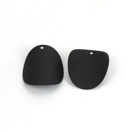 Picture of Zinc Based Alloy Charms Curve Black Round 25mm(1") x 20mm( 6/8"), 10 PCs
