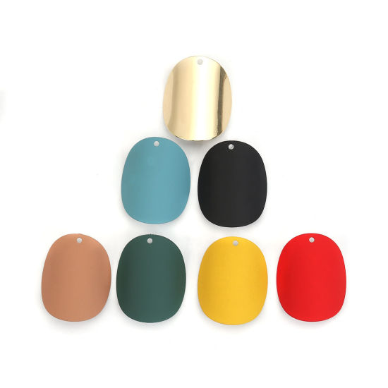 Imagen de Zamak Colgantes Charms Curva Café Ronda 25mm x 20mm, 10 Unidades