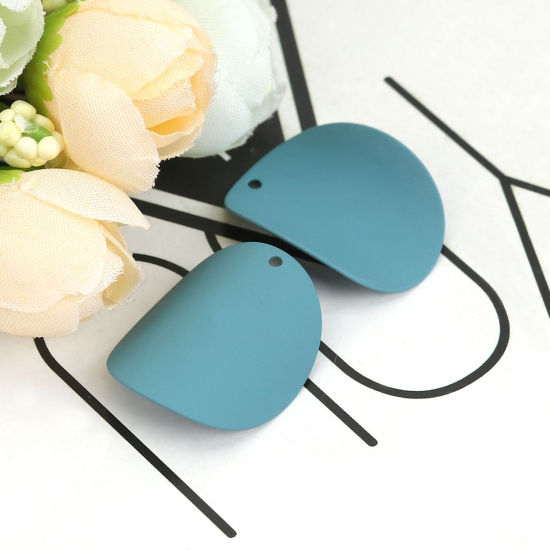 Imagen de Zamak Colgantes Charms Curva Azul Oscuro Ronda 25mm x 20mm, 10 Unidades