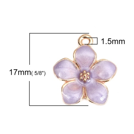 Picture of Zinc Based Alloy Charms Gold Plated Multicolor Pearlized Flower Enamel