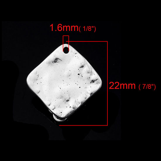 Bild von Zinklegierung Leverback Ohrringe Raute Antiksilber M/Öse 22mm x 21mm, 4 Stück