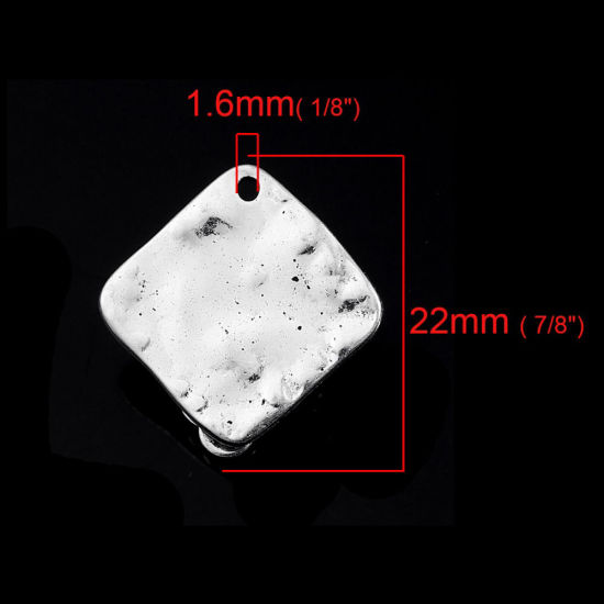 Bild von Zinklegierung Leverback Ohrringe Raute Antiksilber M/Öse 22mm x 21mm, 4 Stück