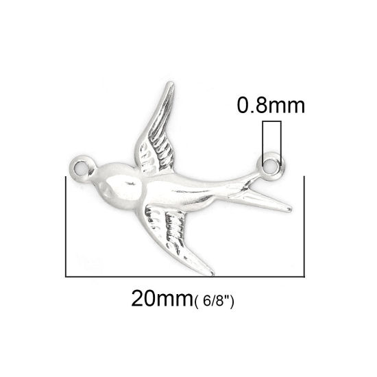 Bild von 316 Edelstahl Verbinder Schwalbe Silberfarbe 20mm x 17mm, 20 Stück