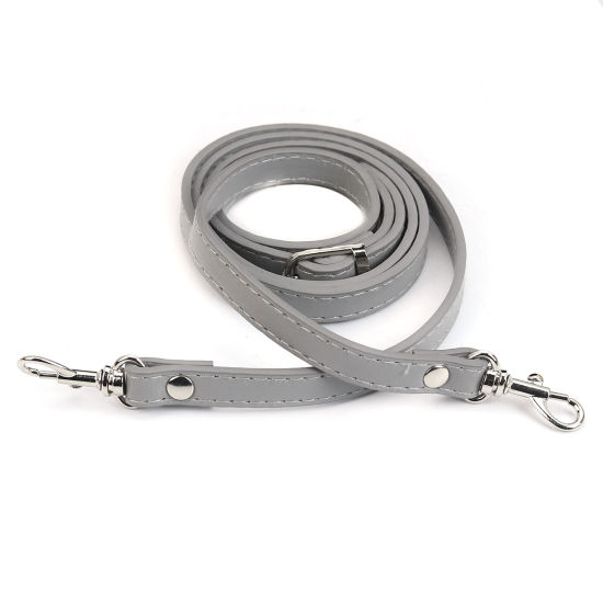 Picture of PU Leather Purse Replacement Shoulder Strap Belt Buckle Gray Silver Tone 121cm(47 5/8")long, 12mm( 4/8") Wide, 1 Piece