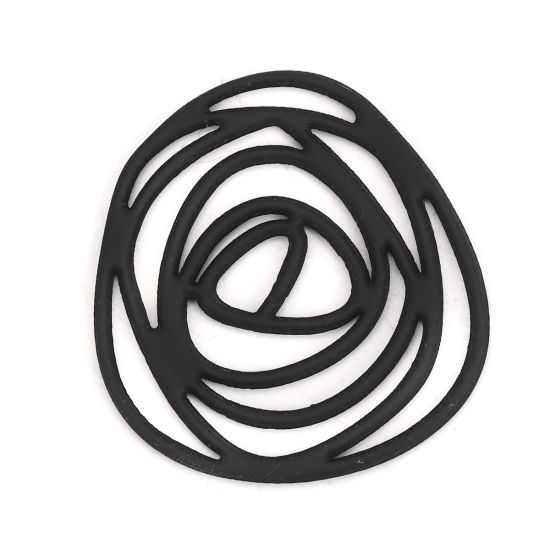 Picture of Zinc Based Alloy Connectors Irregular Black Rose Flower 32mm x 30mm, 10 PCs