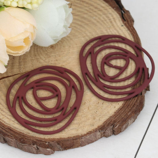 Picture of Zinc Based Alloy Connectors Irregular Black Rose Flower 32mm x 30mm, 10 PCs