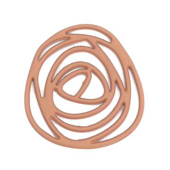 Picture of Zinc Based Alloy Connectors Irregular Coffee Rose Flower 32mm x 30mm, 10 PCs