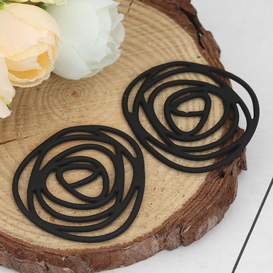 Picture of Zinc Based Alloy Connectors Irregular Coffee Rose Flower 32mm x 30mm, 10 PCs