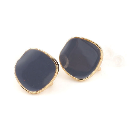 Image de Boucles d'Oreilles Puces en Alliage de Zinc Irrégulier Gris Doré Email avec Boucle Ouvert 15mm x 14mm, Epaisseur de Fil: (21 gauge), 10 Pcs