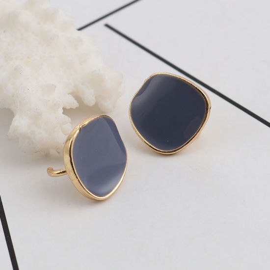 Image de Boucles d'Oreilles Puces en Alliage de Zinc Irrégulier Gris Doré Email avec Boucle Ouvert 15mm x 14mm, Epaisseur de Fil: (21 gauge), 10 Pcs