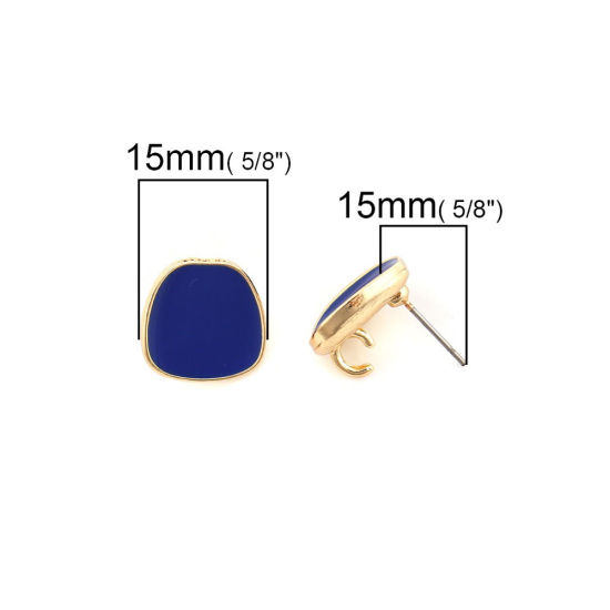 Image de Boucles d'Oreilles Puces en Alliage de Zinc Irrégulier Gris Doré Email avec Boucle Ouvert 15mm x 14mm, Epaisseur de Fil: (21 gauge), 10 Pcs