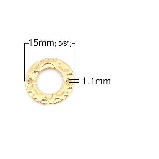 Picture of Zinc Based Alloy Connectors Circle Ring Gold Plated Pattern 15mm Dia, 10 PCs