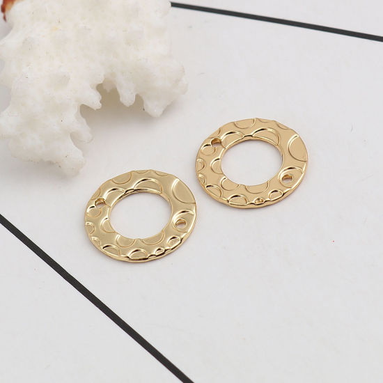 Picture of Zinc Based Alloy Connectors Circle Ring Gold Plated Pattern 15mm Dia, 10 PCs