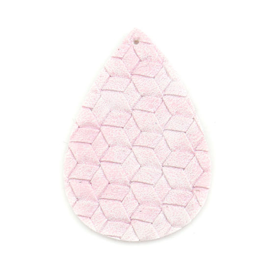 Picture of PU Leather Braided Pendants Drop Pink 56mm(2 2/8") x 38mm(1 4/8"), 5 PCs